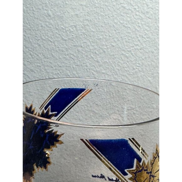 Vintage lot Of 3 MCM 22k Fred Press Signed Blue 22K Gold Rocks Glass 3.5 Leaf - Picture 7 of 9